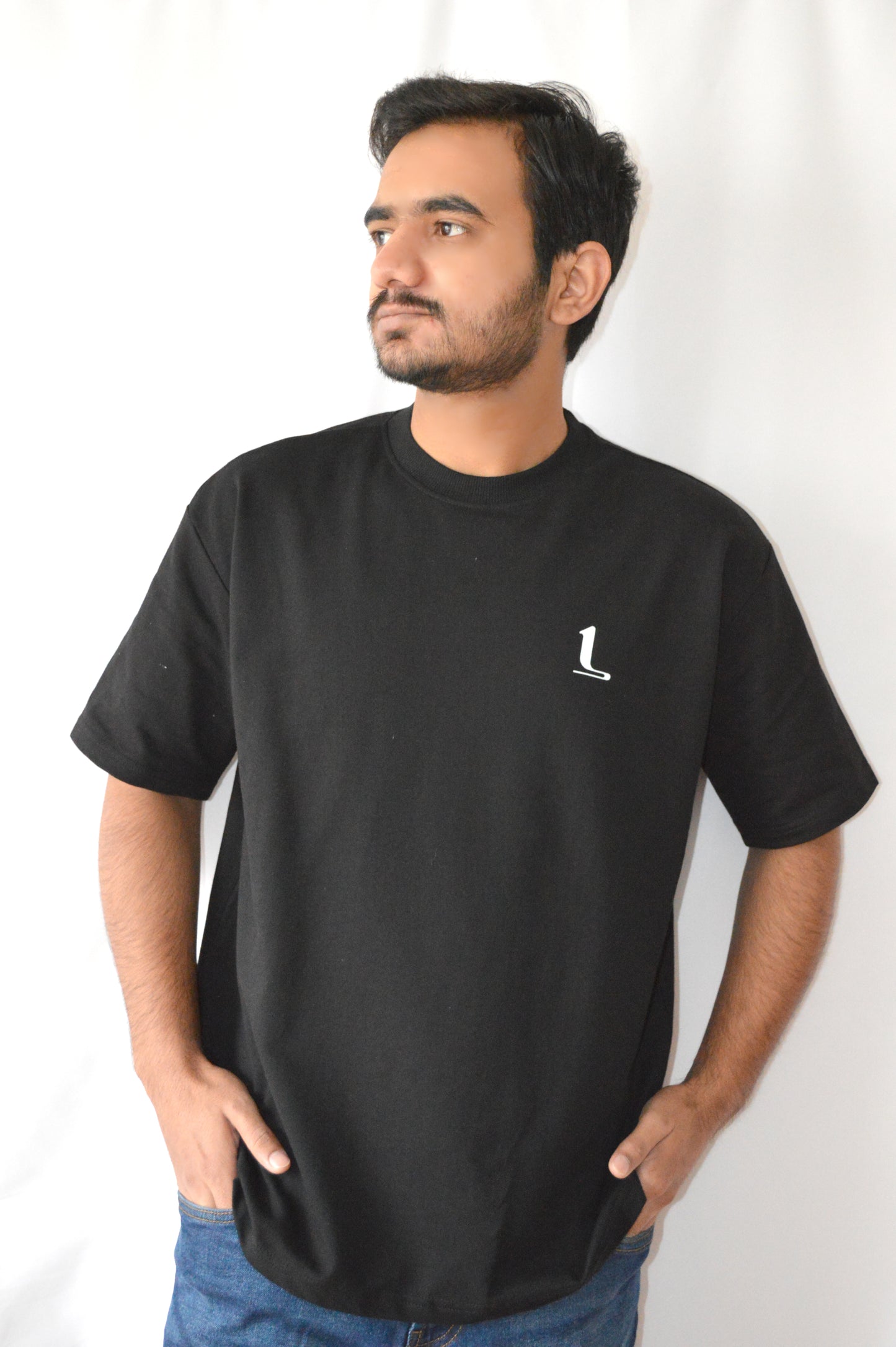 Black Over Size Drop-Shoulder T-Shirt