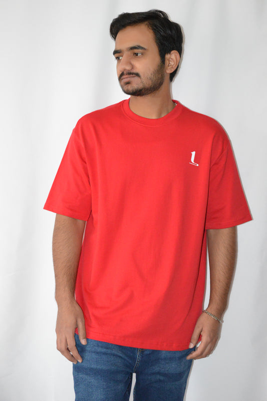 Red Over Size Drop-Shoulder T-Shirt