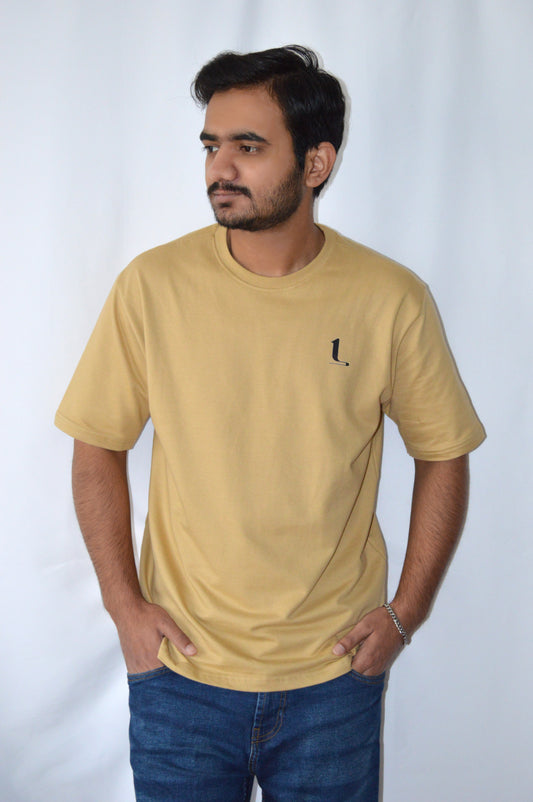 khaki Over Size Drop-Shoulder T-Shirt